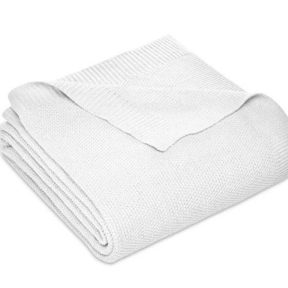 Martha Stewart Bedding Martha Stewart Collection White Cotton Seed Stitch Blanket Full Queen